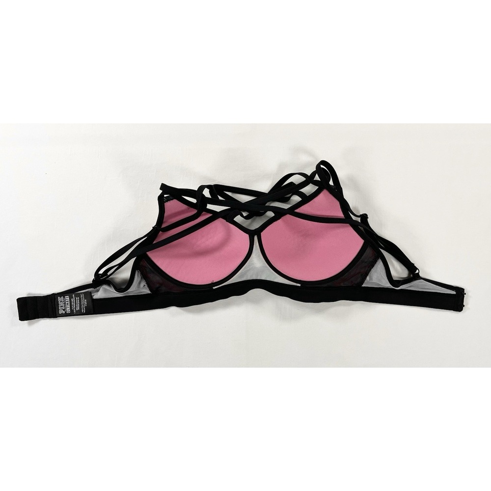 Victoria's Secret PINK Ultimate Unlined Sports Bra Cage Front Strappy Tropical S - Picture 5 of 9